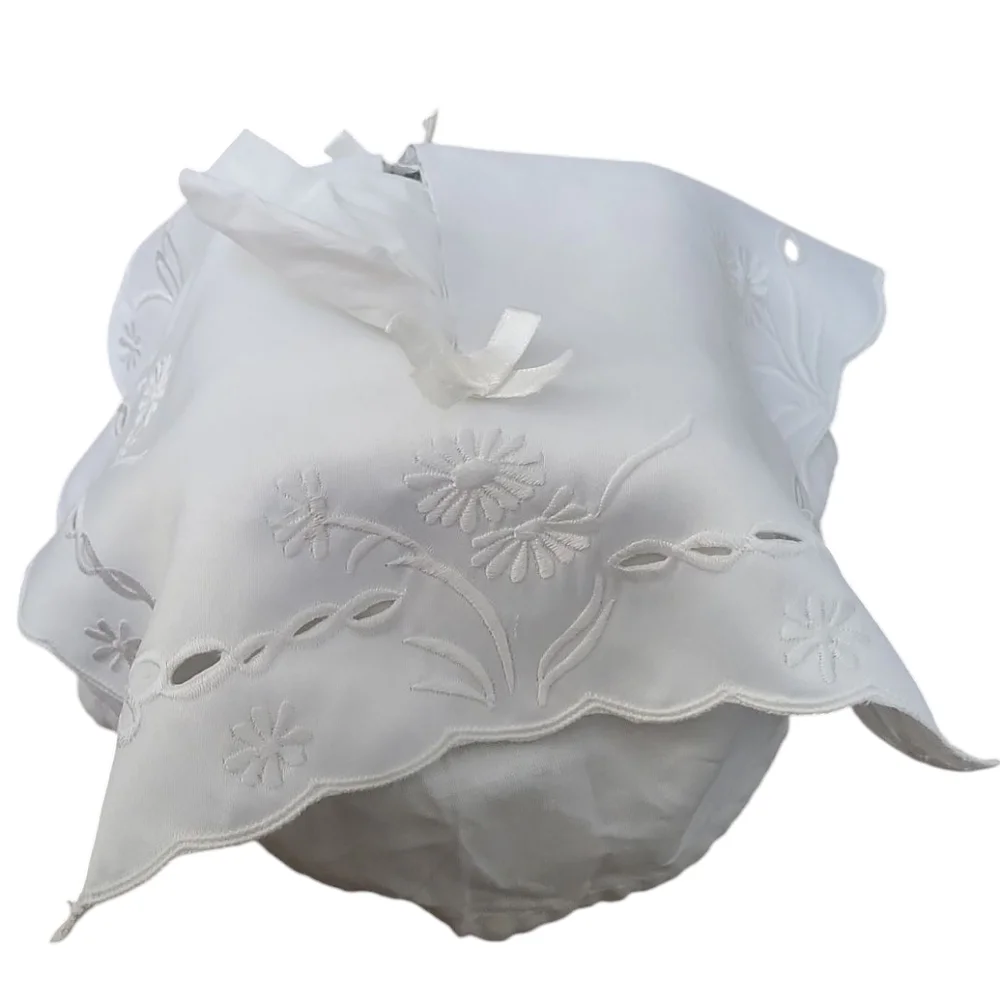 Coquette Floral Tissue Box Cover Cutwork Lace Overlay
